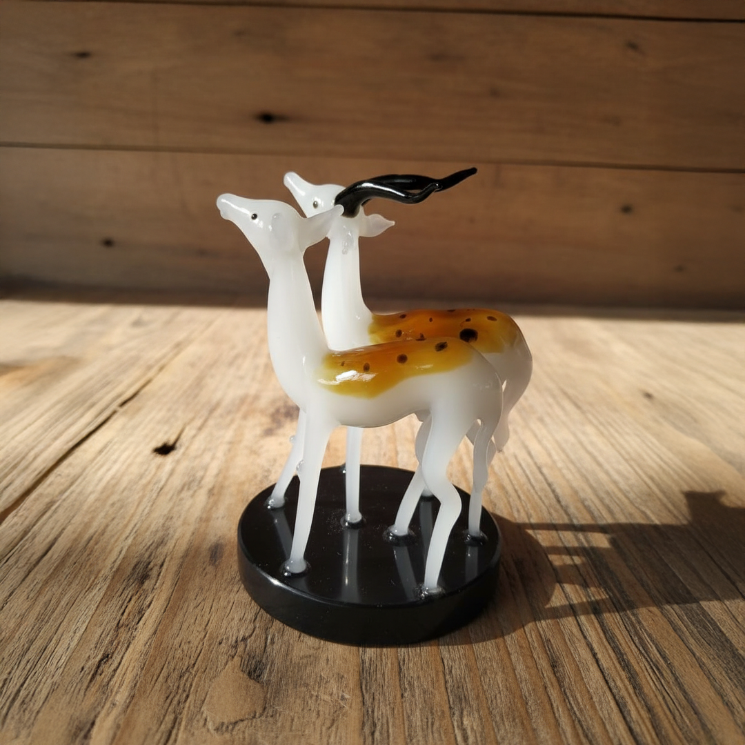 White Deer Glass Figurine